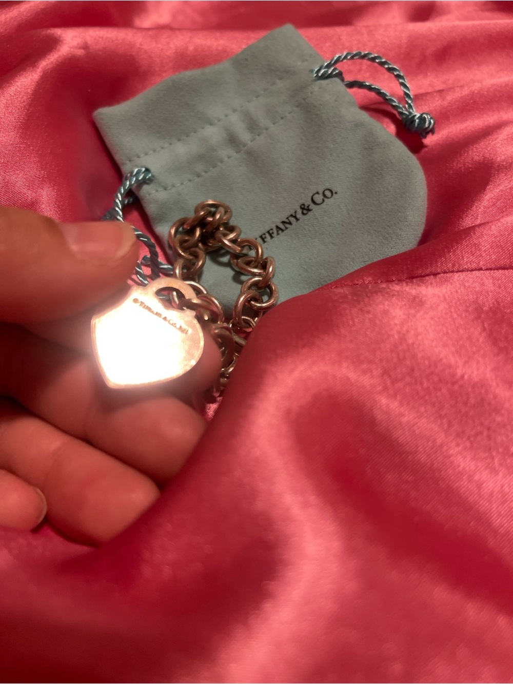 Tiffany & Co. Silver Heart Charm Bracelet with Initial H’ for Husband , Hubby,